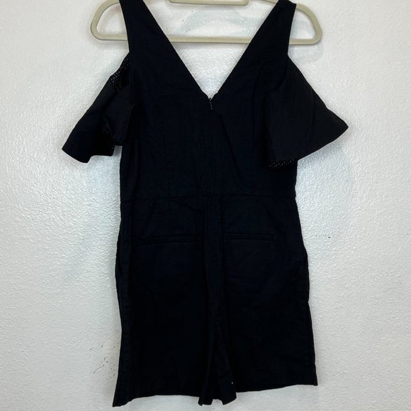 Anthropologie Elevenses Black Cut Out Cold Shoulder Jumpsuit Romper Womens 2 - Picture 3 of 8
